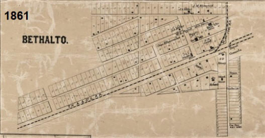 1861 map of Bethalto, Illinois